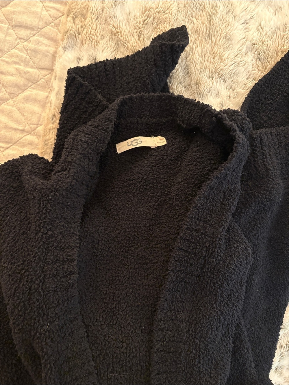 UGG Black Plush Open-Front Women's Cardigan